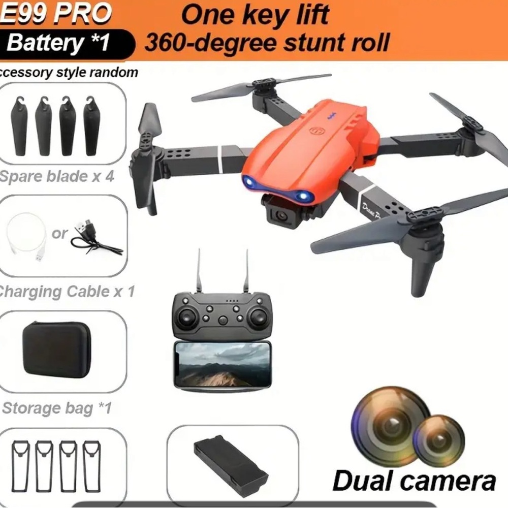 Compact Black and Gray Drone with Dual Camera